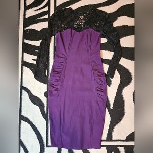 Elegant Purple and Black Lace Women's Dress